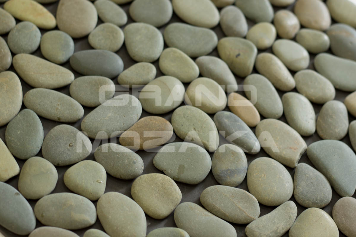 Мозаика 052388 MS8005 НАТУР ГАЛЬКА НА РЕЗИНЕ зелёно-серая серия Nature