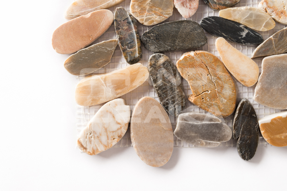 Мозаика 052383 MS00-5 BCP ГАЛЬКА овал бел/корич/серая шлифованная серия Nature