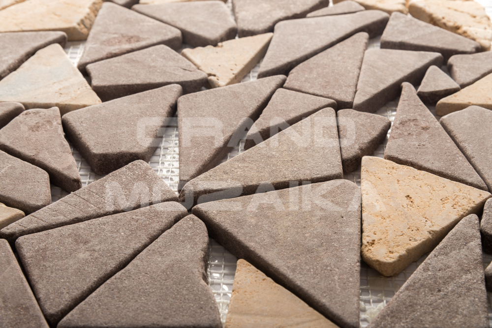 Мозаика 052376 MS-TRI MIX МРАМОР красно-жёлтый треугольный серия Nature