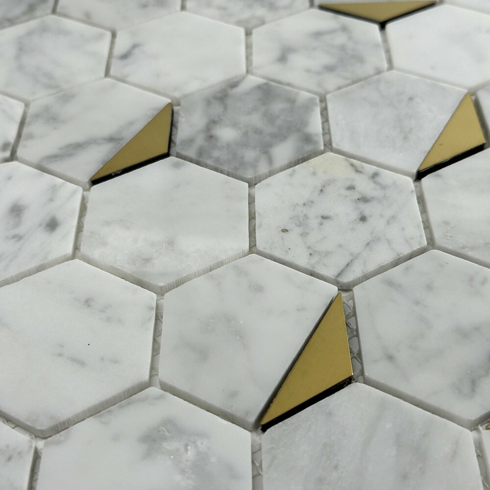 Мозаика HEXAGON CARRARA GOLD серия Hexagon